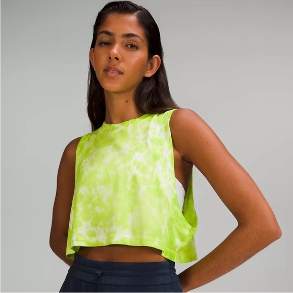 NWOT Lululemon All Your Cropped Cotton Tank Top *Tie Dye Eccentric Lime size: 6 - Picture 1 of 9
